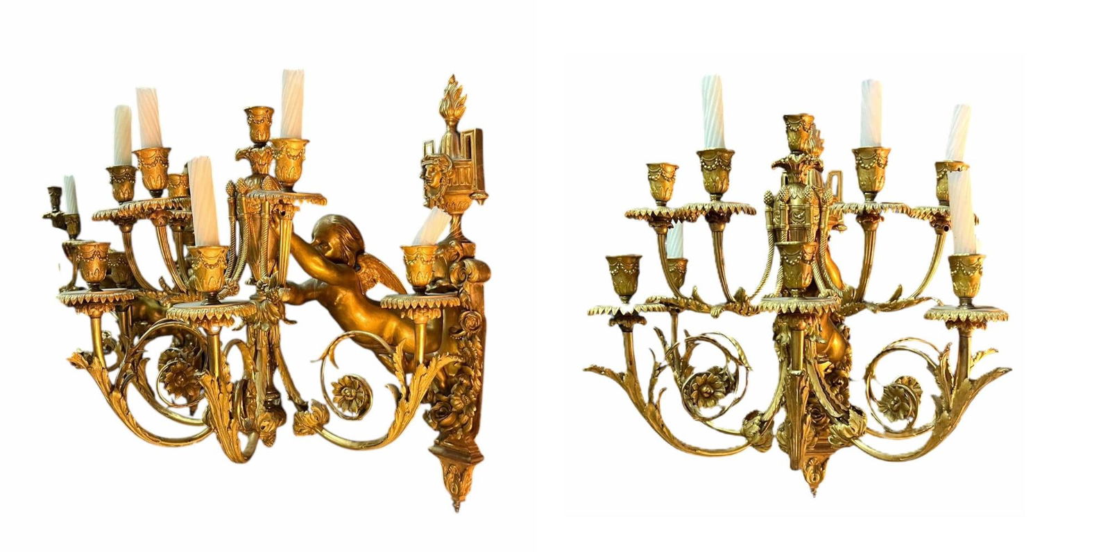 PAIR OF FRENCH WALL MOUNTED CANDELABRA SCOUNCES (1 of 8)