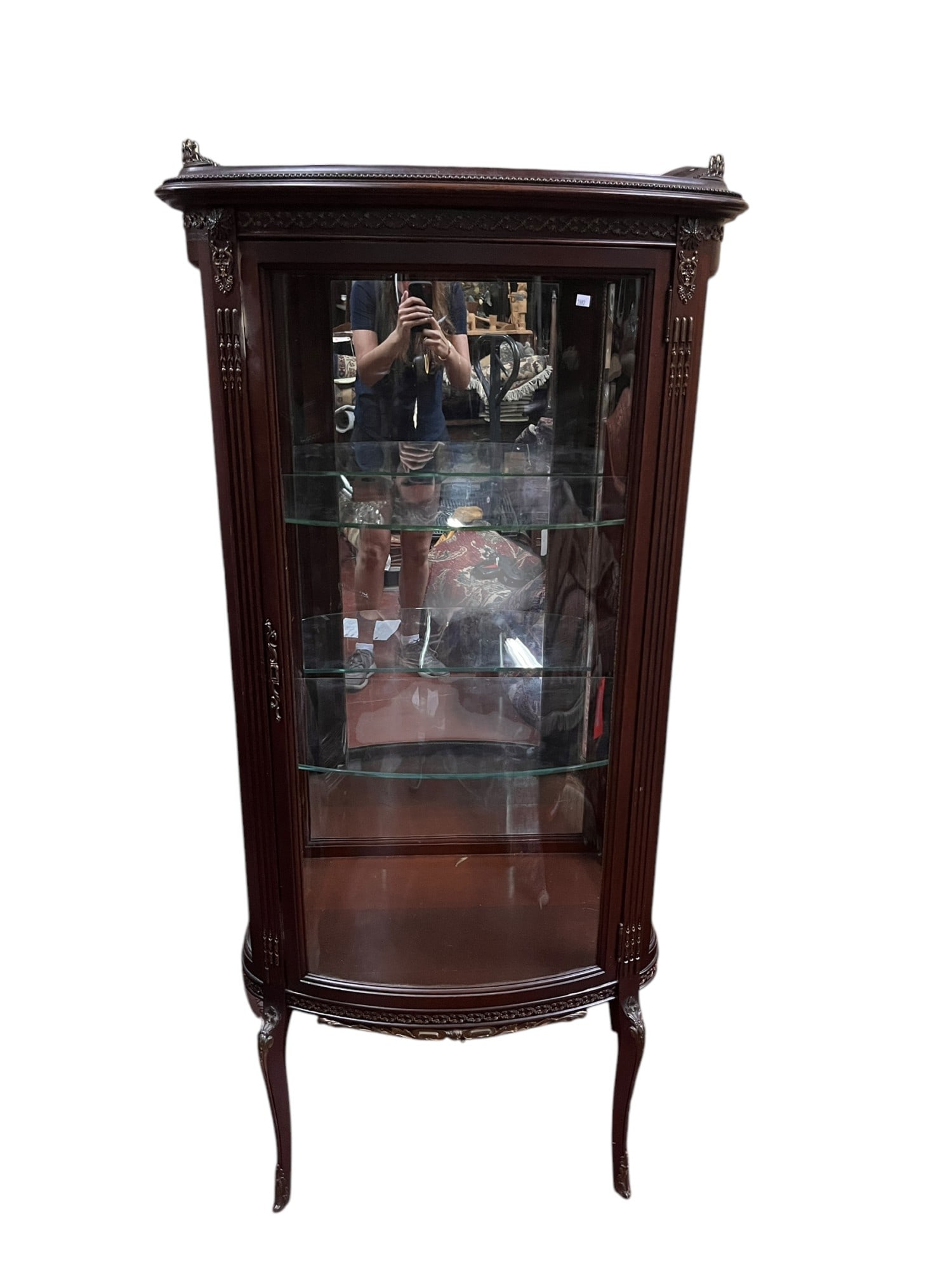 LOUIS XV STYLE VITRINE: LOUIS XV STYLE VITRINE. Height: 60 in. by Width: 28 in. by Depth: 18 in.
