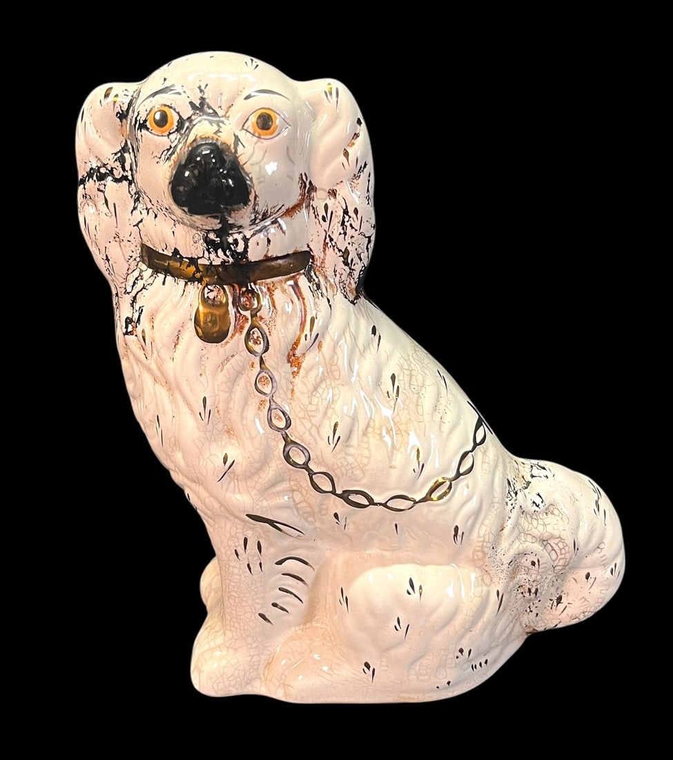 VINTAGE STAFFORDSHIRE ROYAL SPANISH DOG: VINTAGE STAFFORDSHIRE ROYAL SPANISH DOG Height: 12 in. by Width: 9 in. by Depth: 3.5 in.