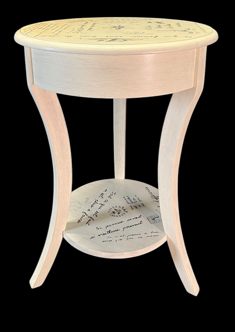 PARISIAN SCRIPT WHITE ACCENT TABLE (1 of 4)