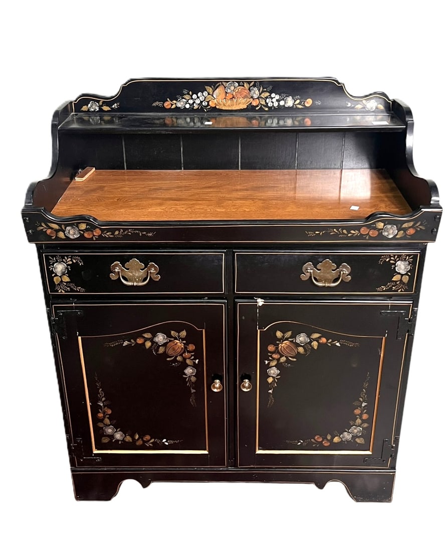 ETHAN ALLEN PAINTED BLACK/GOLD HITCHHOCK SERVER (1 of 4)