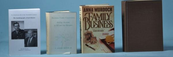 LOT OF FOUR BOOKS THREE SIGNED ONE EDITION #1427: LOT OF FOUR BOOKS THREE SIGNED ONE EDITION #1427 "DECISIONS UNDER UNCERTAINTY" - SIGNED, "FAMILY BUSINESS" - SIGNED, "AUTOBIOGRAPHY OF JACK BOWEN" - SIGNED "JACK ALEX BROWN AND SONS"- EDITION #1427.
