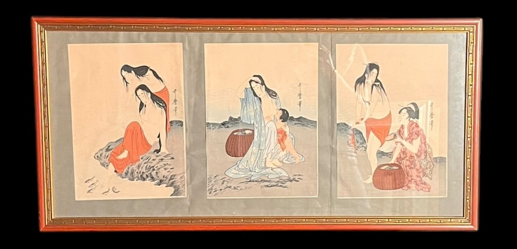 VINTAGE ASIAN PRINTS FRAMED Height: 16 in. by Width: 33 in.: VINTAGE ASIAN PRINTS FRAMED Height: 16 in. by Width: 33 in.