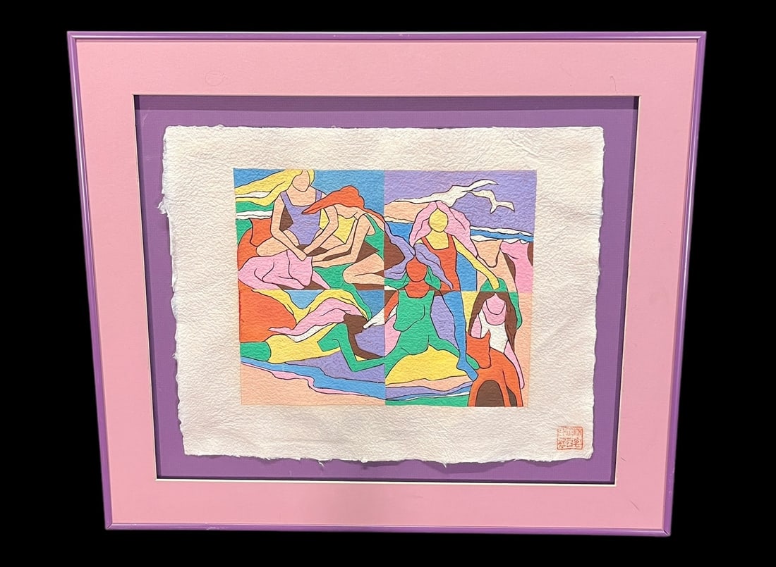 LADIES ON BEACH MIXED MEDIA Height: 19.3 in. by  Width: 22.3 in. (1 of 3)