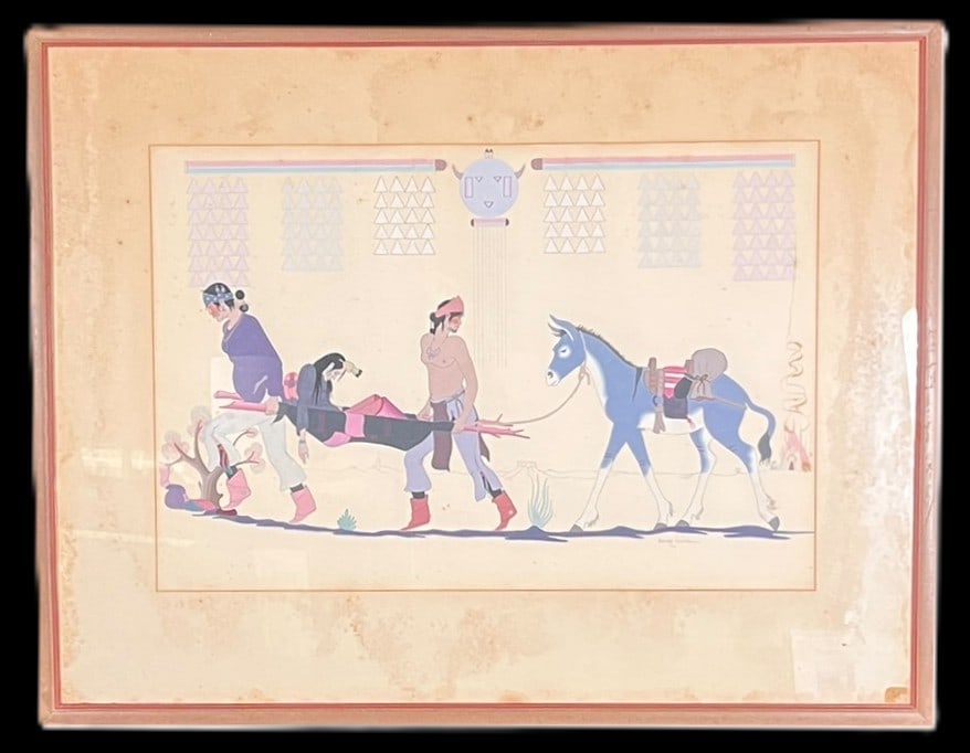 GERALD NAILER (AMERICAN INDIAN ARTIST) PRINT. Height: 22.8 in. by Width: 29.5 in.: GERALD NAILER (AMERICAN INDIAN ARTIST) PRINT. Height: 22.8 in. by Width: 29.5 in.