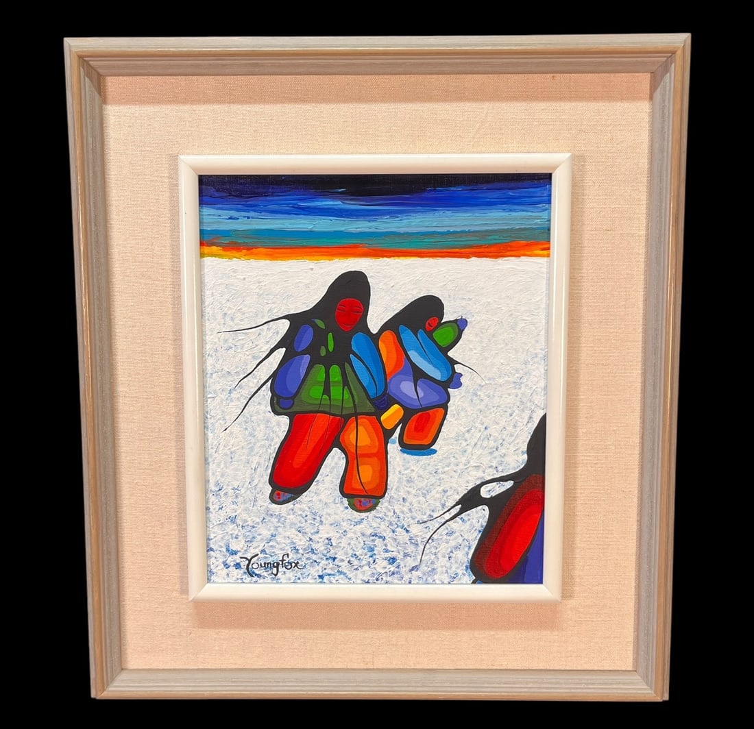 "WINTER MOTHER" BY CECIL YOUNGFOX FRAMED, OIL ON  CANVAS Height: 25 in. by Width: 18 in. (1 of 2)