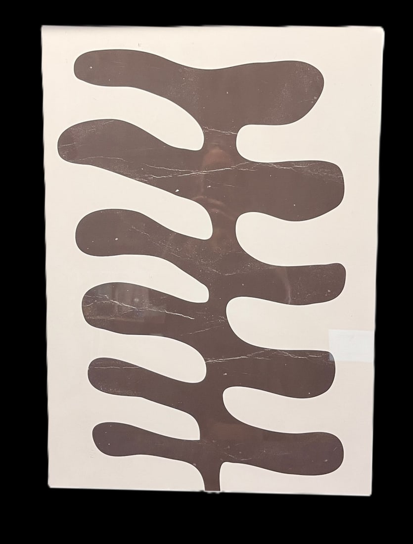 BLACK AND WHITE ABSTRACT ON METAL Height: 28 in. by Width: 20 in.: BLACK AND WHITE ABSTRACT ON METAL Height: 28 in. by Width: 20 in.