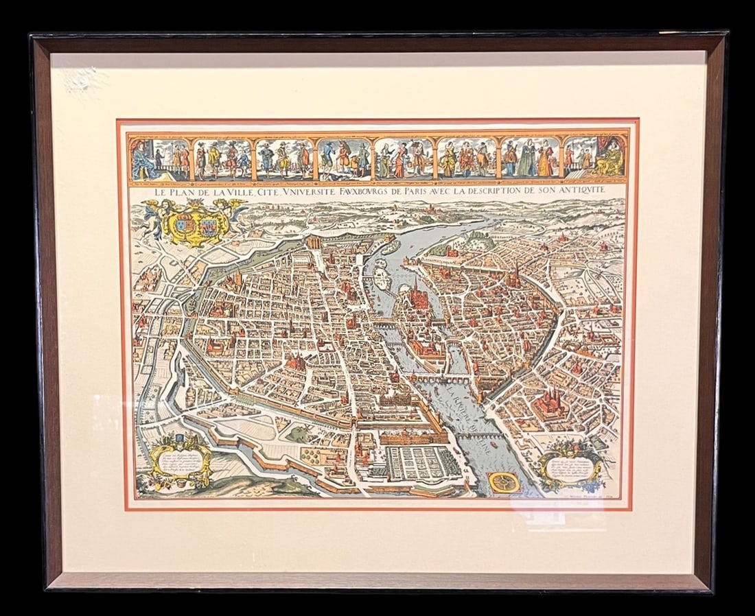 ANTIQUE MAP OF PARIS Height: 25 in. by Width: 30 in.: ANTIQUE MAP OF PARIS Height: 25 in. by Width: 30 in.