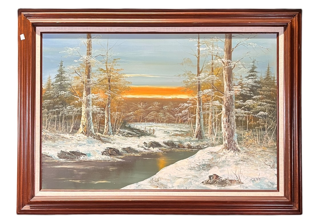 LANDSCAPE PAINTING SIGNED BY KANE Height: 31 in.  by Width: 43 in. (1 of 4)