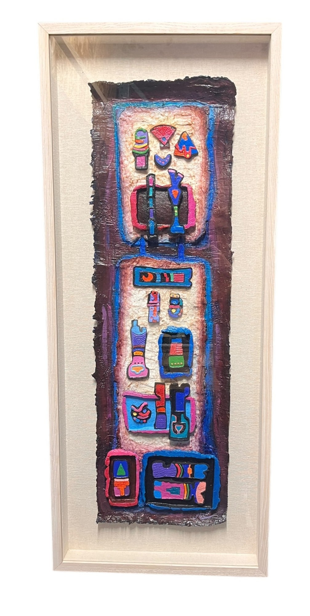 SOUTHWESTERN ART IN SHADOW BOX FRAME. Height: 44  in. by Width: 18.5 in. (1 of 4)