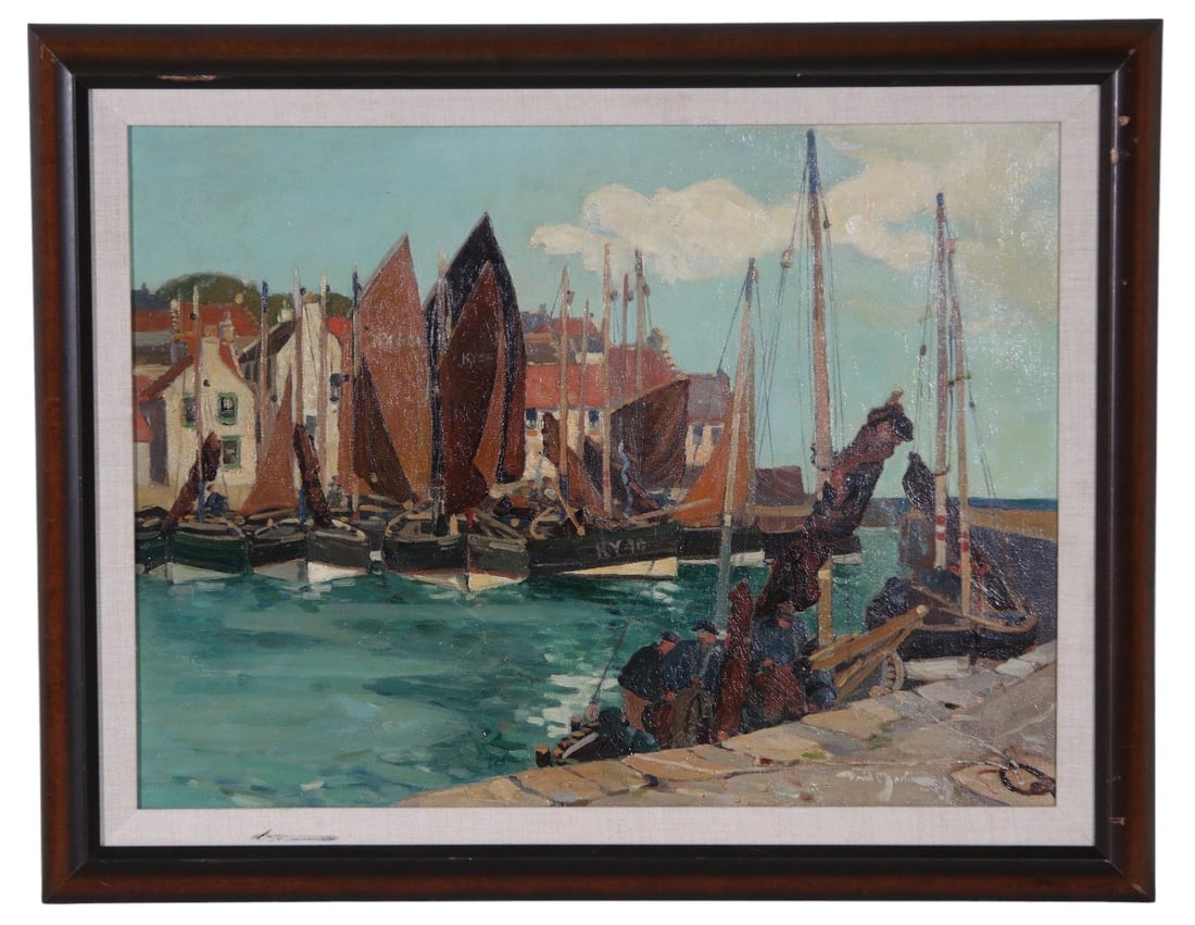 DAVID MARTIN MEDITERRANEAN HARBOR OIL ON CANVAS PAINTING. Height: 22.5 in. by Width: 28.5 in. by: DAVID MARTIN MEDITERRANEAN HARBOR OIL ON CANVAS PAINTING. Height: 22.5 in. by Width: 28.5 in. by Depth: 1.5 in.