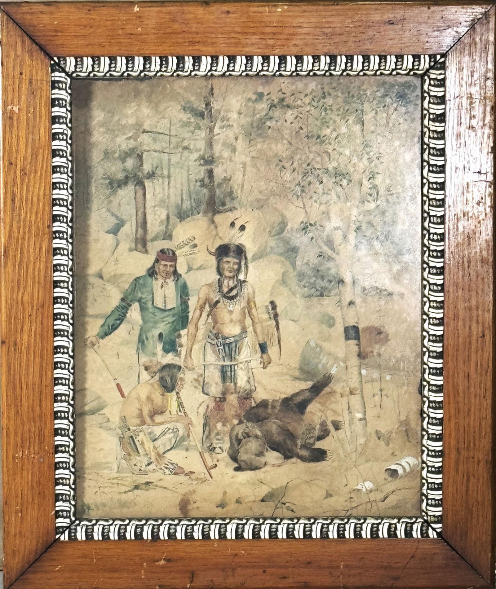 AMERICAN INDIAN WATER COLOR BY W N CRAWFORD  Height: 22 in. by Width: 19 (1 of 3)
