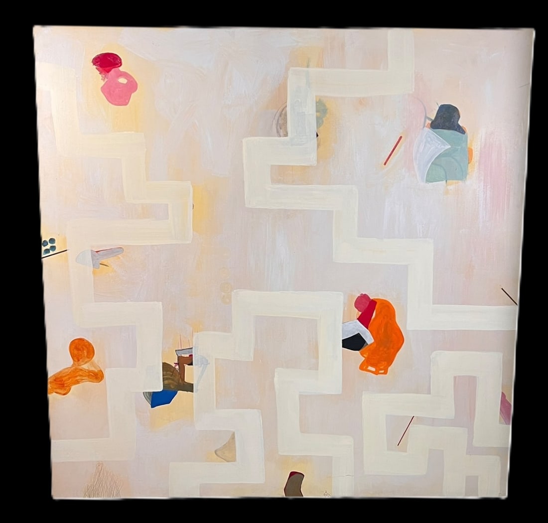 ABSTRACT PAINTING ON PANEL Height: 60 in. by Width: 60 in.: ABSTRACT PAINTING ON PANEL Height: 60 in. by Width: 60 in.