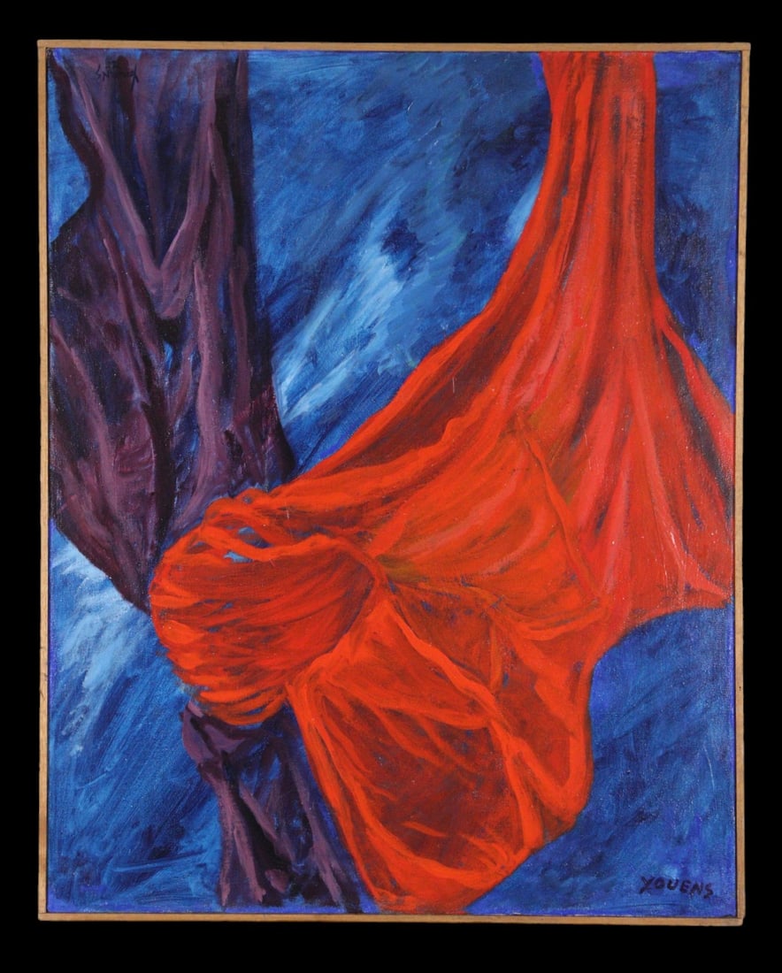 JUDY YOUENS ABSTRACT ACRYLIC ON CANVAS, 1974. Height: 30.5 in. by Width: 24.5 in. by Depth: 1.25: JUDY YOUENS ABSTRACT ACRYLIC ON CANVAS, 1974. Height: 30.5 in. by Width: 24.5 in. by Depth: 1.25 in.