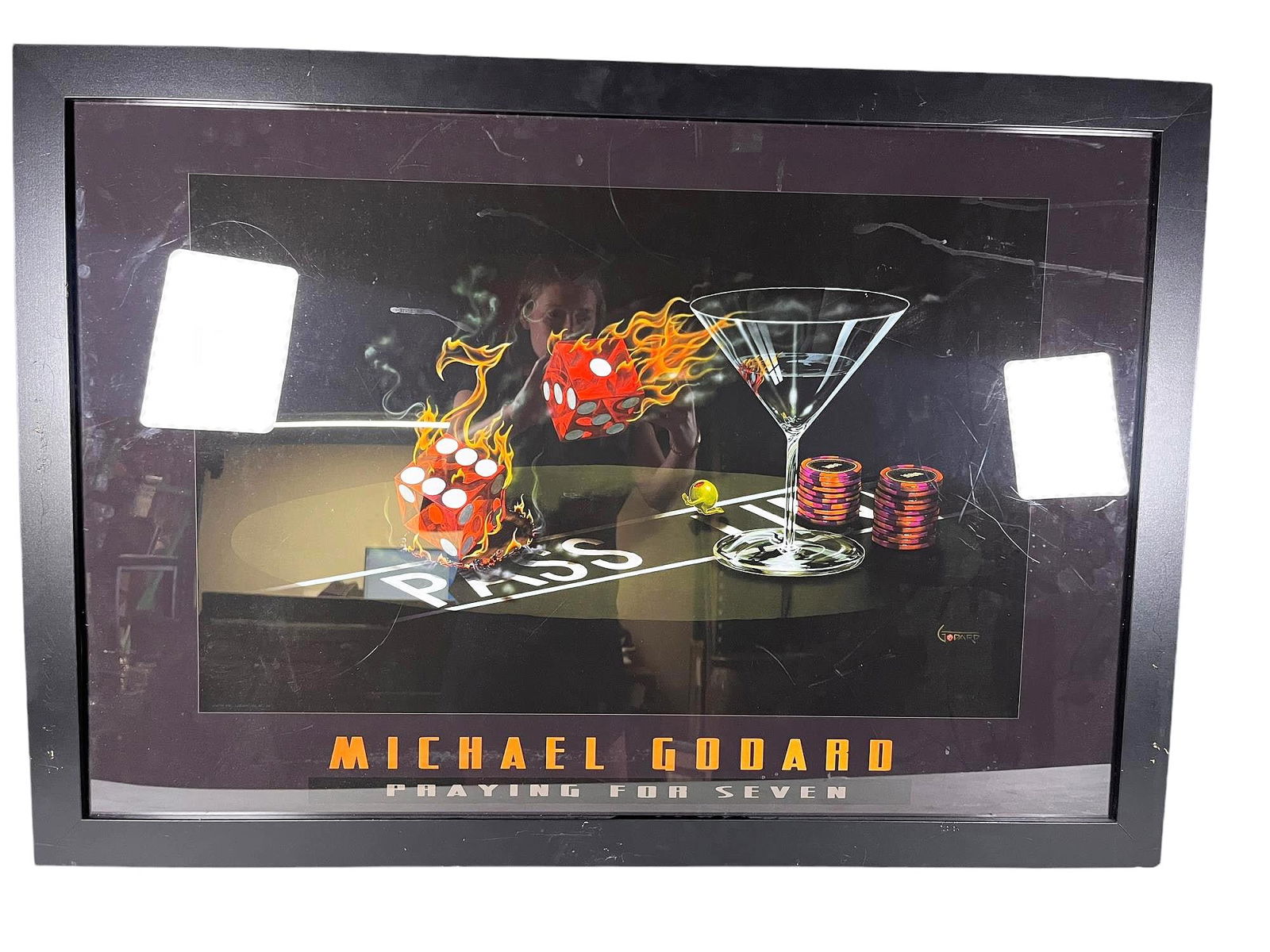 MICHAEL GODARD PLAYING FOR SEVEN PRINT. Height:  27.5 in. by Width: 39 in. (1 of 2)