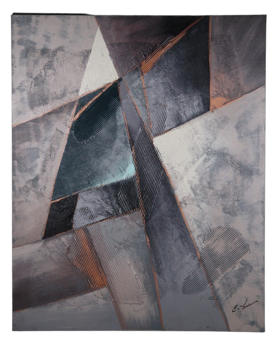 MODERN GEOMETRIC ABSTRACT ACRYLIC ON CANVAS (1 of 3)