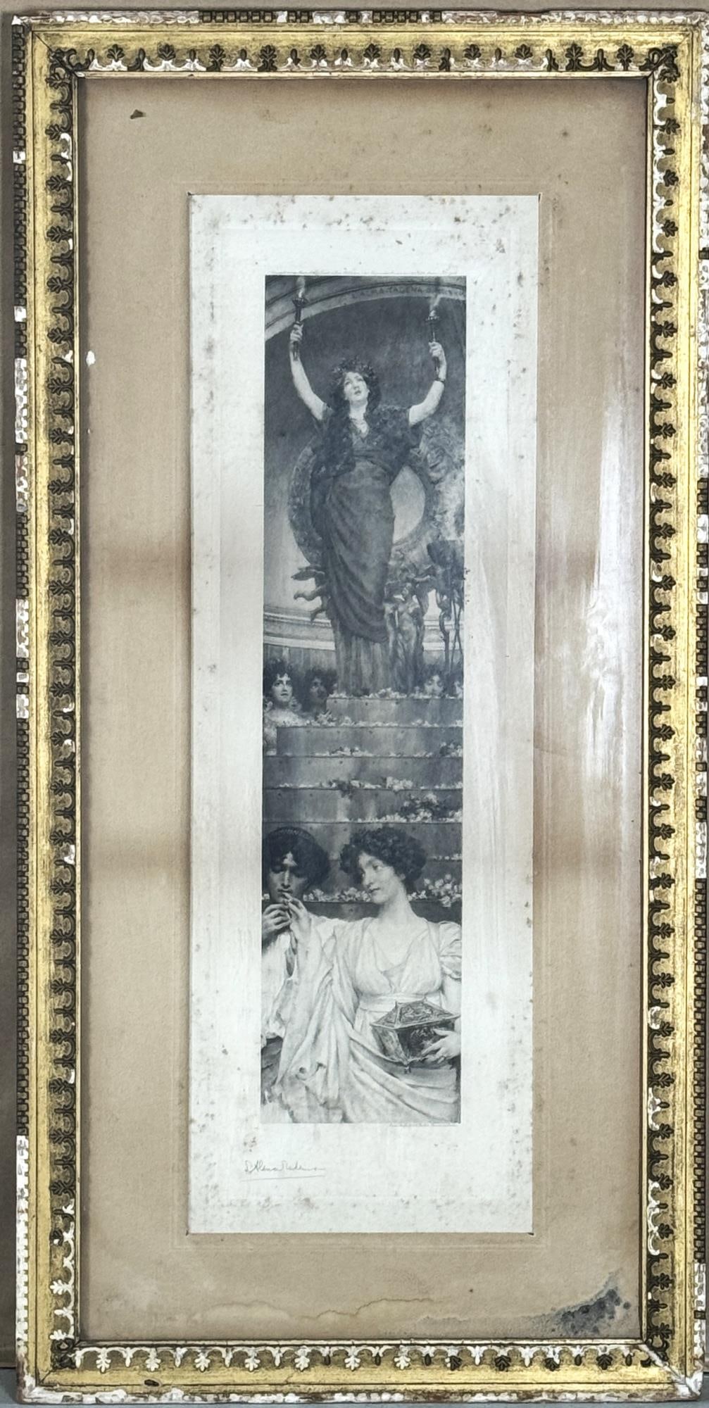 ANTIQUE FRAMED & MATTED ENGRAVING: ANTIQUE FRAMED & MATTED ENGRAVING. Height: 33.5 & 25.5 in. by Width: 16.5 & 8 in. by Depth: 3/4 in.