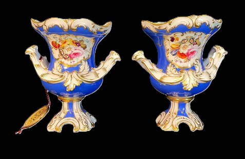 TWO CIRCA 1875 PORCELAIN PASTE VASES AND FIGURE: TWO CIRCA 1875 PORCELAIN PASTE VASES AND PORCELAIN FIGURE. Height: 5 in. by Width: 6 in. by Depth: 3 in.