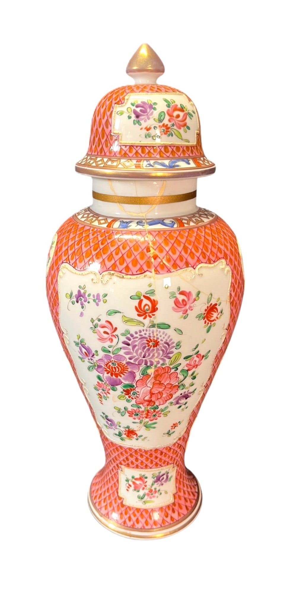 EDME SAMSON FLORAL VASE, FRANCE: EDME SAMSON FLORAL VASE, FRANCE. Height: 12 in. by Width: 6 in. by Depth: 6 in.