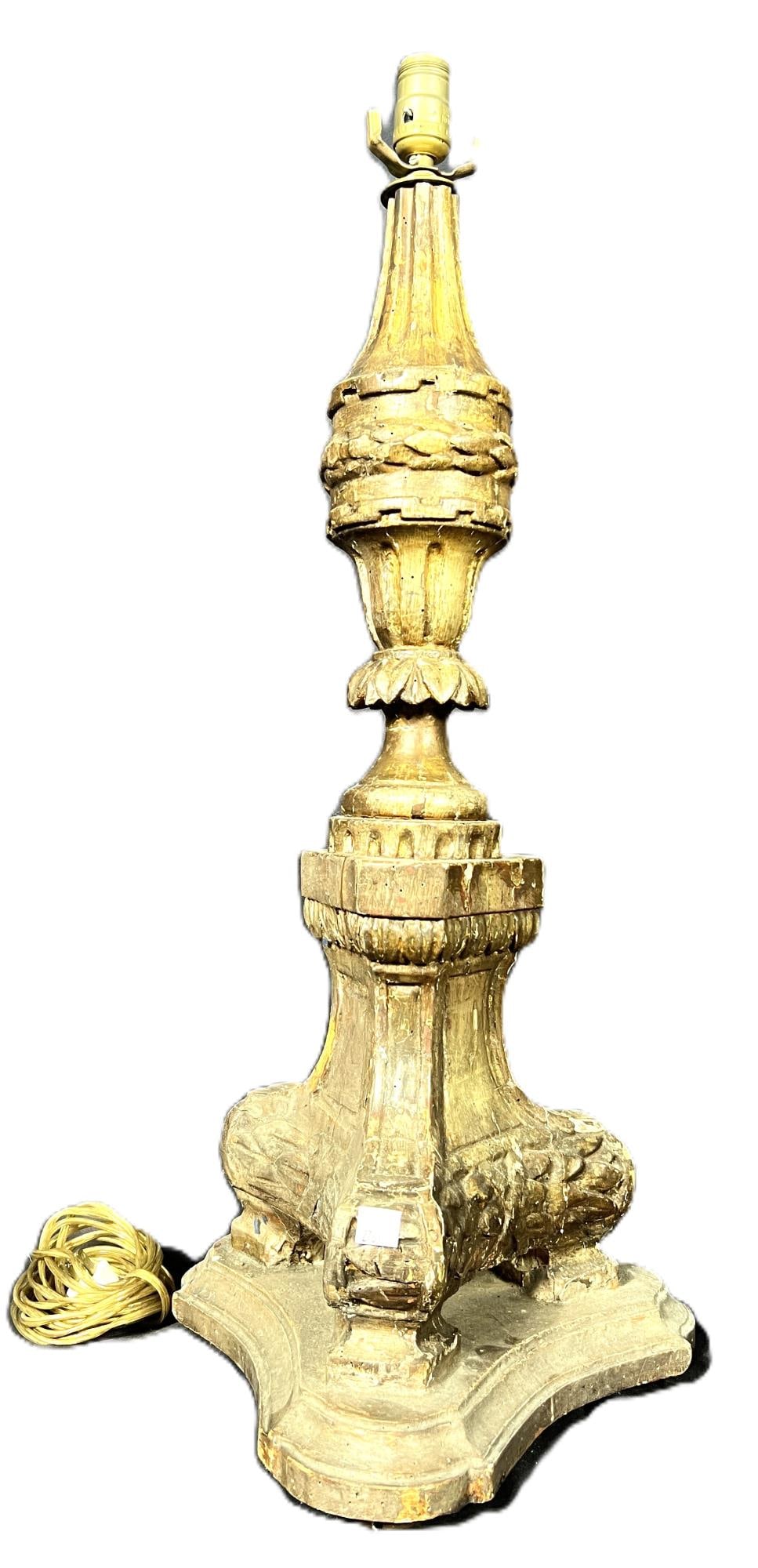 17th CENTURY ITALIAN CANDLESTICK NOW A LAMP P: 17th CENTURY ITALIAN CANDLESTICK NOW A LAMP. Height: 30 in. by Width: 12 in. by Depth: 12 in.