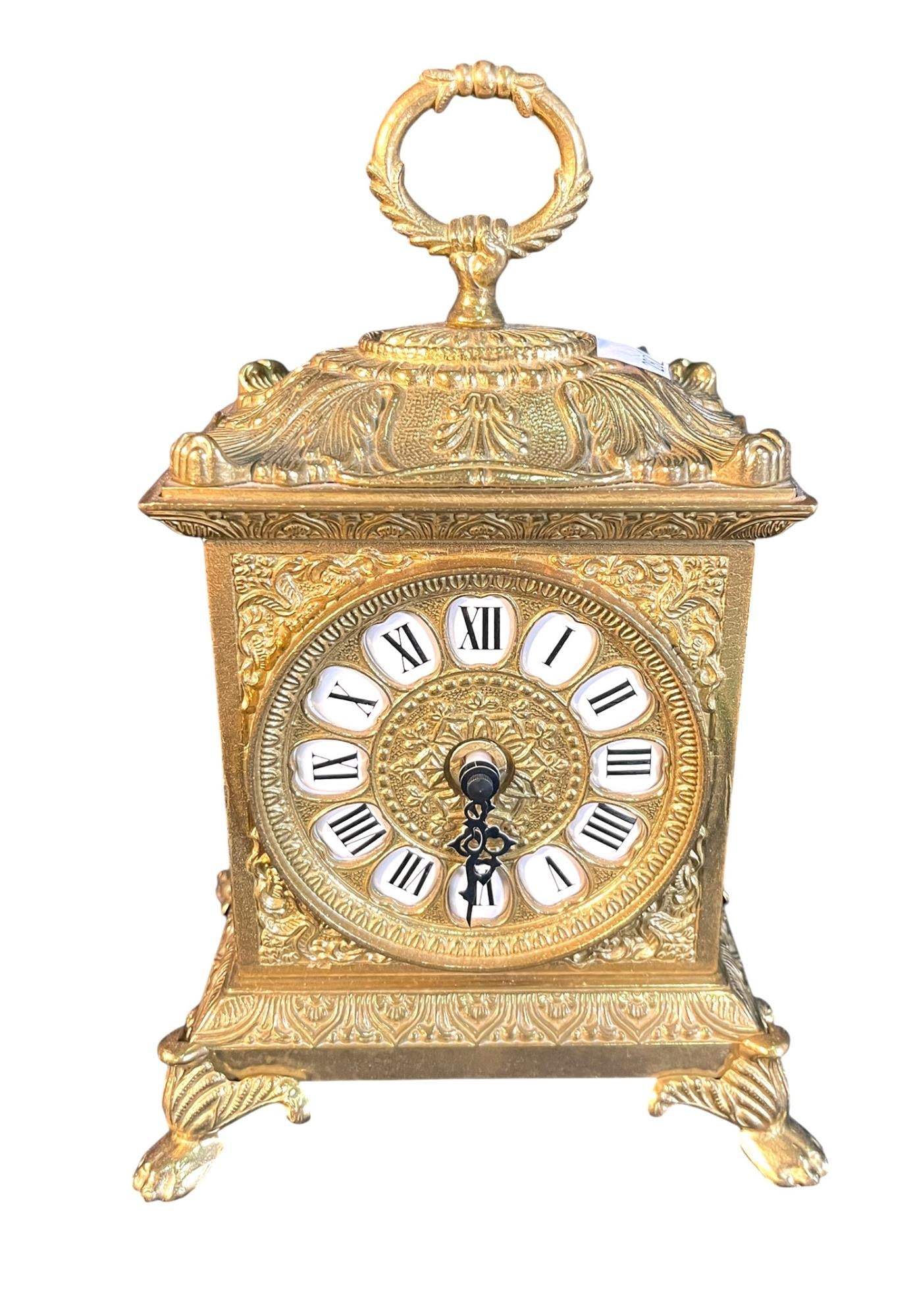 ANTIQUE BRASS MANTLE CLOCK MADE IN ITALY (1 of 3)