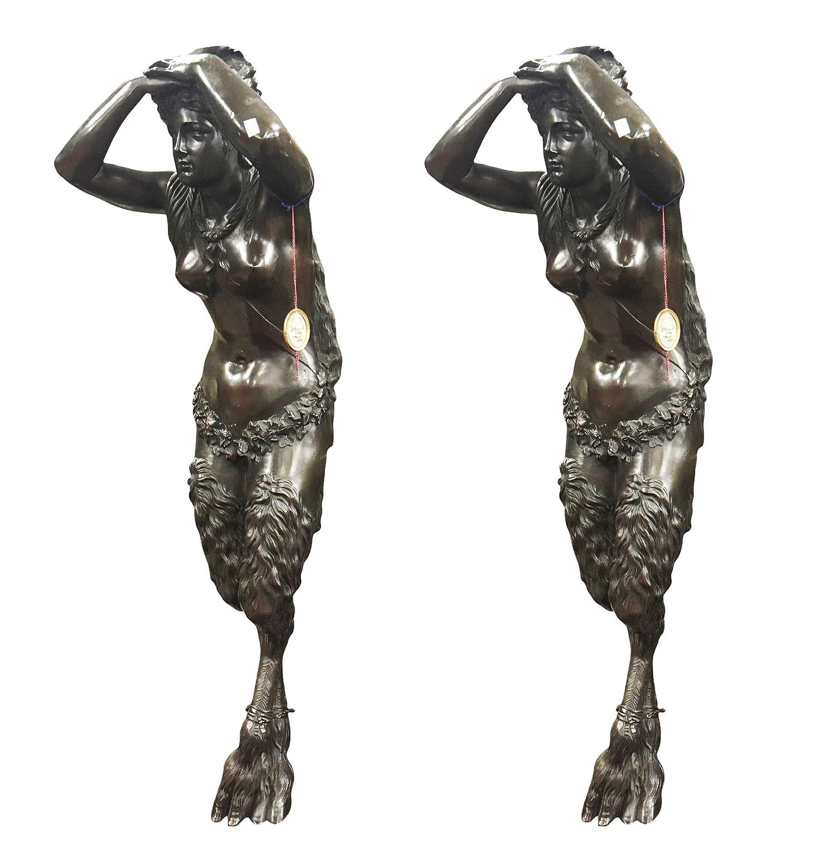 PR OF 19TH C. BRONZE FEMALE SATYR CARYATIDS (1 of 7)
