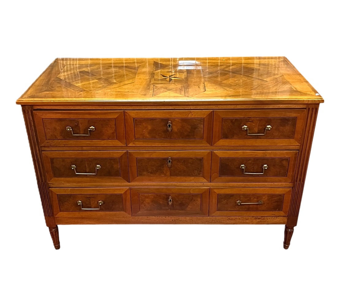 19TH C. ITALIAN WALNUT  CHEST W/ BRASS HANDLES (1 of 6)