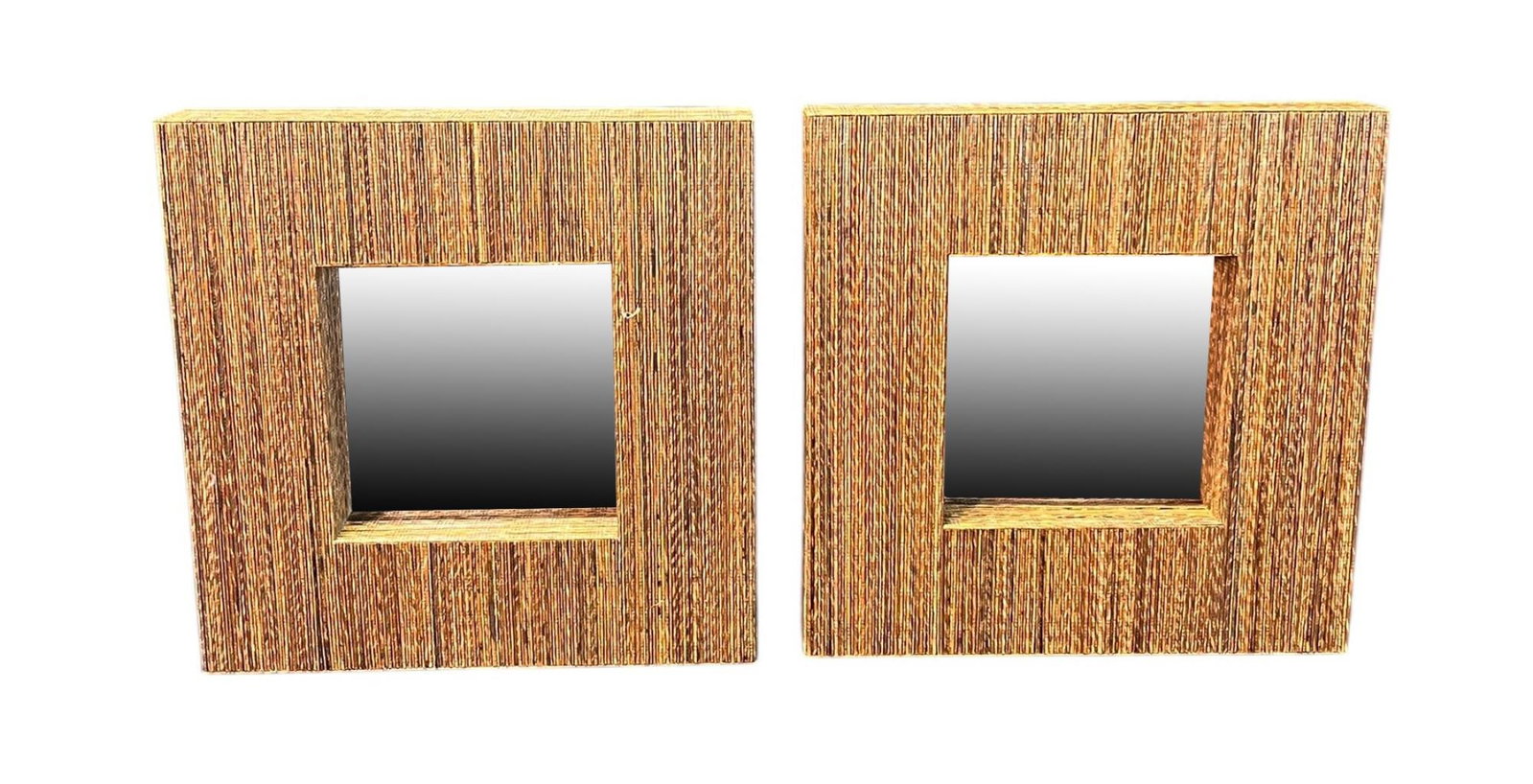 SET OF TWO TROPICAL SEAGRASS MIRRORS: SET OF TWO TROPICAL SEAGRASS MIRRORS Height: 16 in. by Width: 16 in.