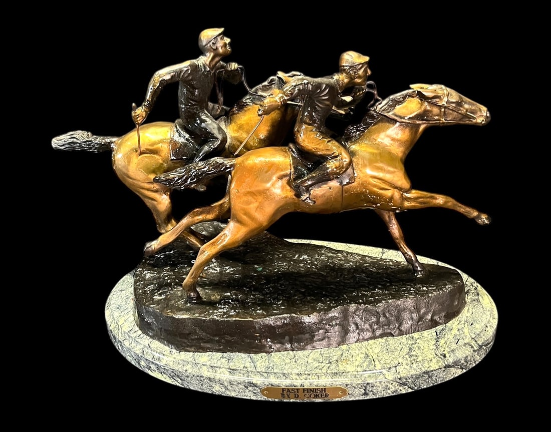 D. COKER "FAST FINISH" BRONZE SCULPTURE (1 of 6)