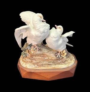 VINTAGE 1970'S CYBIS PORCELAIN TURTLE DOVES: VINTAGE 1970'S CYBIS PORCELAIN TURTLE DOVES OF PEACE Height: 12 in. by Width: 13 in. by Depth: 7 in.