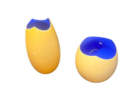 TWO ITALIAN MURANO GLASS VASES: TWO ITALIAN MURANO GLASS VASES. Height: 14 in. by Width: 6 in. by Depth: 6 in.
