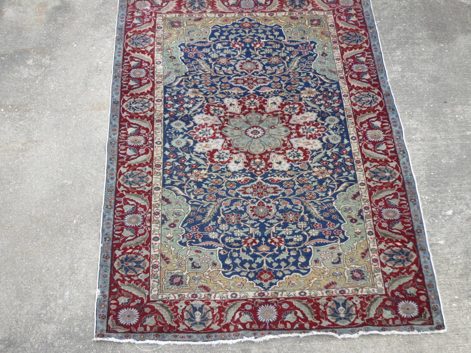 ANTIQUE PERSIAN CARPET: ANTIQUE PERSIAN CARPET. #15 Height: 5 ft. 11 in. by Width: 4 ft. 2 in.