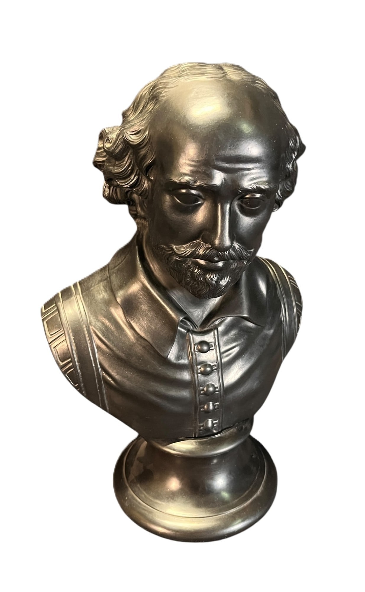 WEDGWOOD BLACK BASALT BUST OF SHAKESPEARE: WEDGWOOD BLACK BASALT BUST OF SHAKESPEARE. Height: 13 in. by Width: 9 in. by Depth: 6 in.