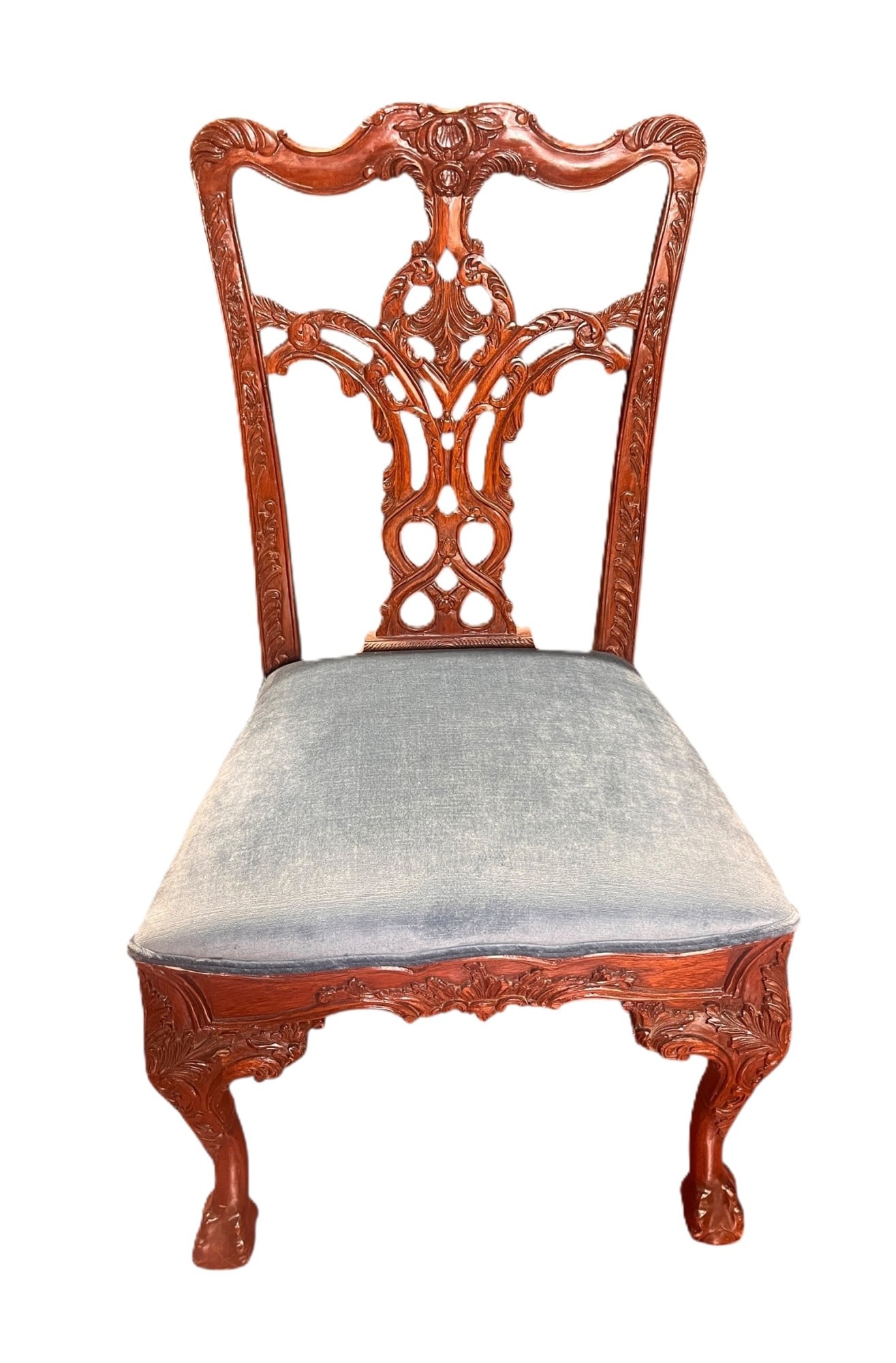 FOUR CHIPPENDALE STYLE MAHOGANY DINING CHAIRS (1 of 6)