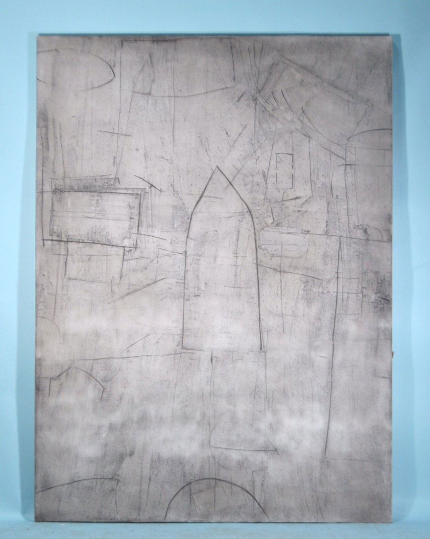 DAN RIZZIE "TRAIT" PAPER COLLAGE WITH ACRYLIC: DAN RIZZIE "TRAIT" PAPER COLLAGE WITH ACRYLIC CHALK AND CHARCOAL. Height: 90 in. by Width: 66 in.