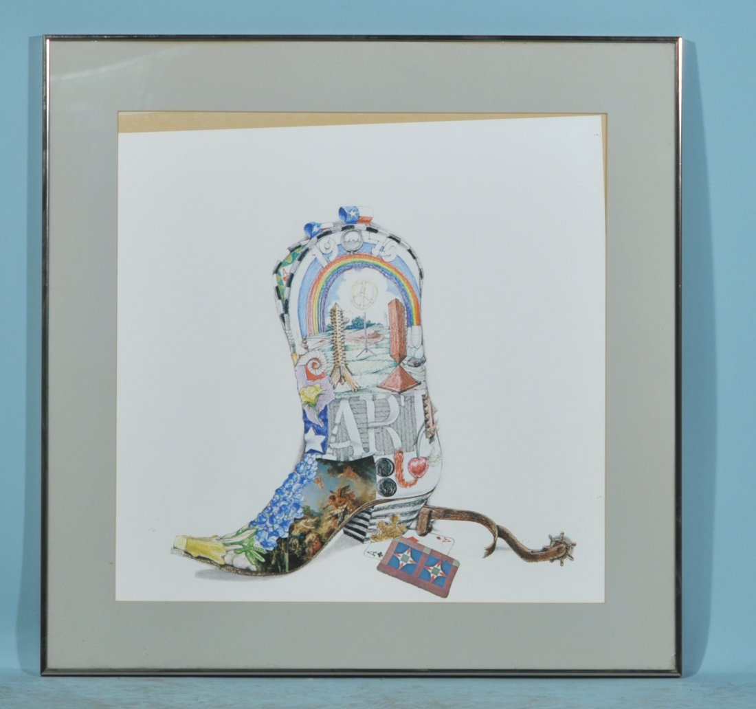 JACK BOYNTON "UNTITLED BOOT" OFFSET LITHOGRAPH: JACK BOYNTON "UNTITLED BOOT" OFFSET LITHOGRAPH. Height: 27 in. by Width: 27 in.