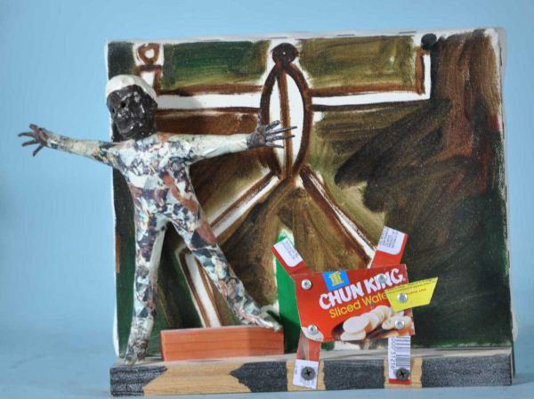 DICK WRAY "UNTITLED" ART FIGURE: DICK WRAY "UNTITLED" ART FIGURE. Height: 9 in. by Width: 12 1/2 in. by Depth: 3 1/2 in.