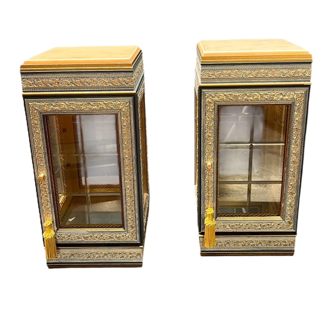 TWO ITALIAN CURIO CABINETS W/ MARBLE (1 of 4)