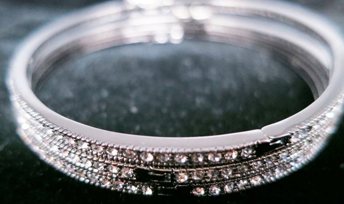 THREE-PIECE SILVER  MICRO PAVE BANGLE BRACELET (1 of 3)