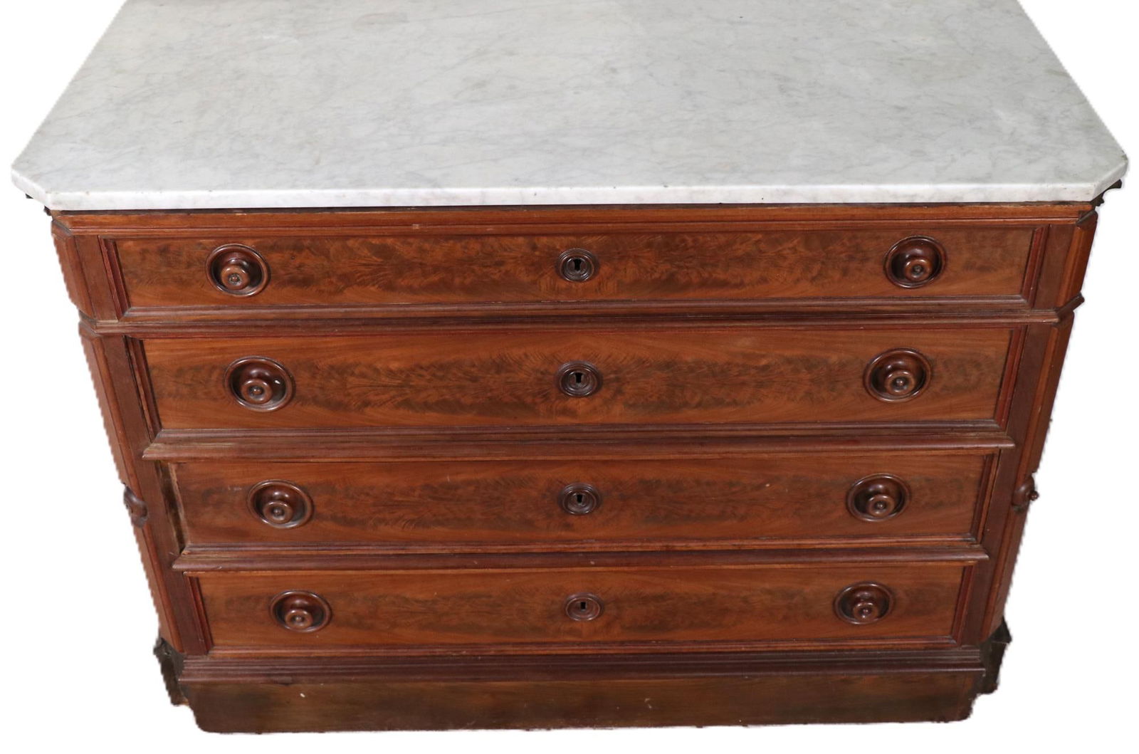 4 DRAWER DRESSER/CHEST WITH MARBLE TOP: ANTIQUE 4 DRAWER DRESSER/CHEST WITH MARBLE TOP Height: 32 in. by Width: 45 in. by Depth: 20 in