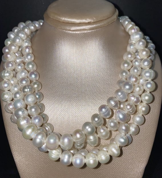 Genuine 7 mm 98" Freshwater Pearl Necklace: Genuine 7 mm 98" Freshwater Pearl Necklace Natural Freshwater Pearl 8