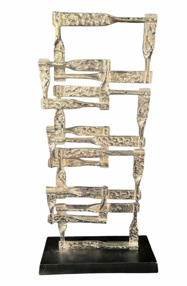 SQUARE LEVELS SCULPTURE MATTE BLACK AND NICKLE (1 of 2)