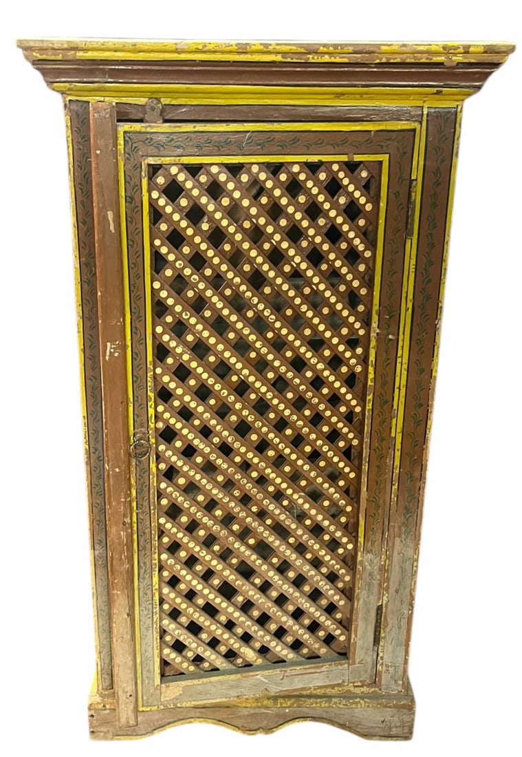 HANDPAINTED WINE CABINET: HANDPAINTED WINE CABINET Height: 36 in. by Width: 20 in. by Depth: 14.5 in.