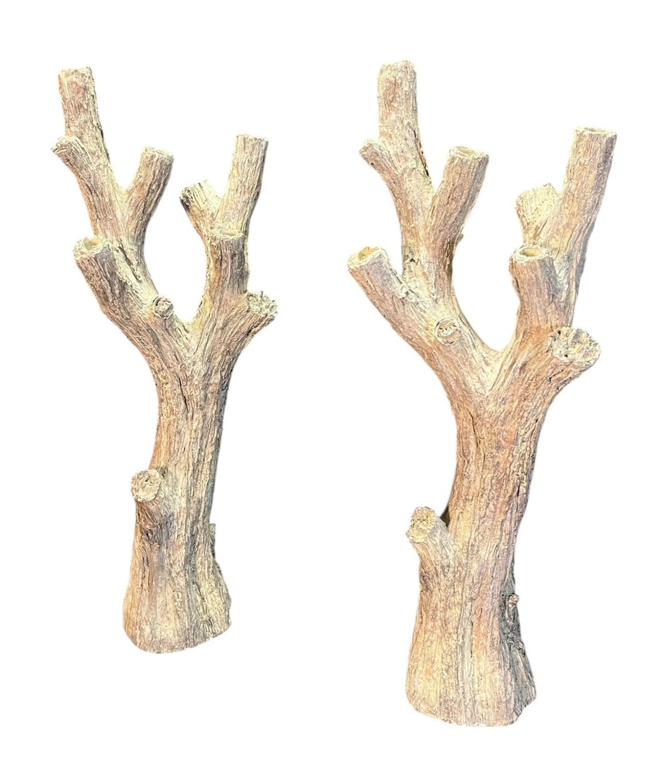PAIR OF FAUX BOIS CANDELABRAS: PAIR OF FAUX BOIS CANDELABRAS Height: 32 in. by Width: 13 in.