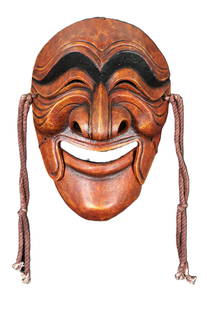 CLASSIC KOREAN MASK: CLASSIC KOREAN MASK. Height: 8 in. by Width: 8 in. by Depth: 2 in
