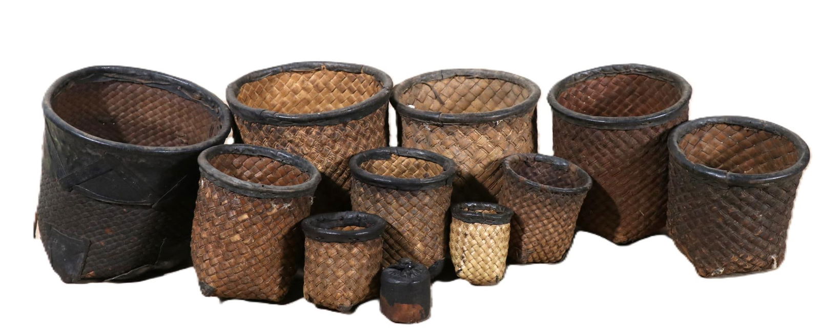 ANTIQUE AFRICAN NESTING BASKET SET 11 (1 of 3)