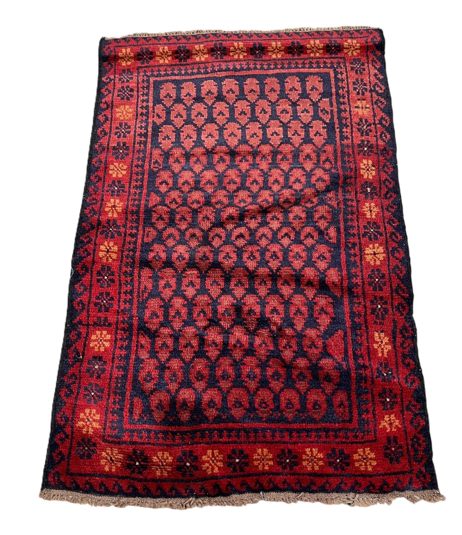 RED AND NAVY WOVEN RUNNER: RED AND NAVY WOVEN RUNNER Height: 52 in. by Width: 34 in.