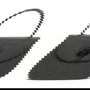 Gucci Twist Lock Handle Shoulder Bag: Gucci Twist Lock Handle Shoulder Bag Dark Green/Black Felt Canvas Black Leather Handle Silver Hardware 000-0839-000926 Italy AAY2486 Height: 7 in. by Width: 11 in. by Depth: 3