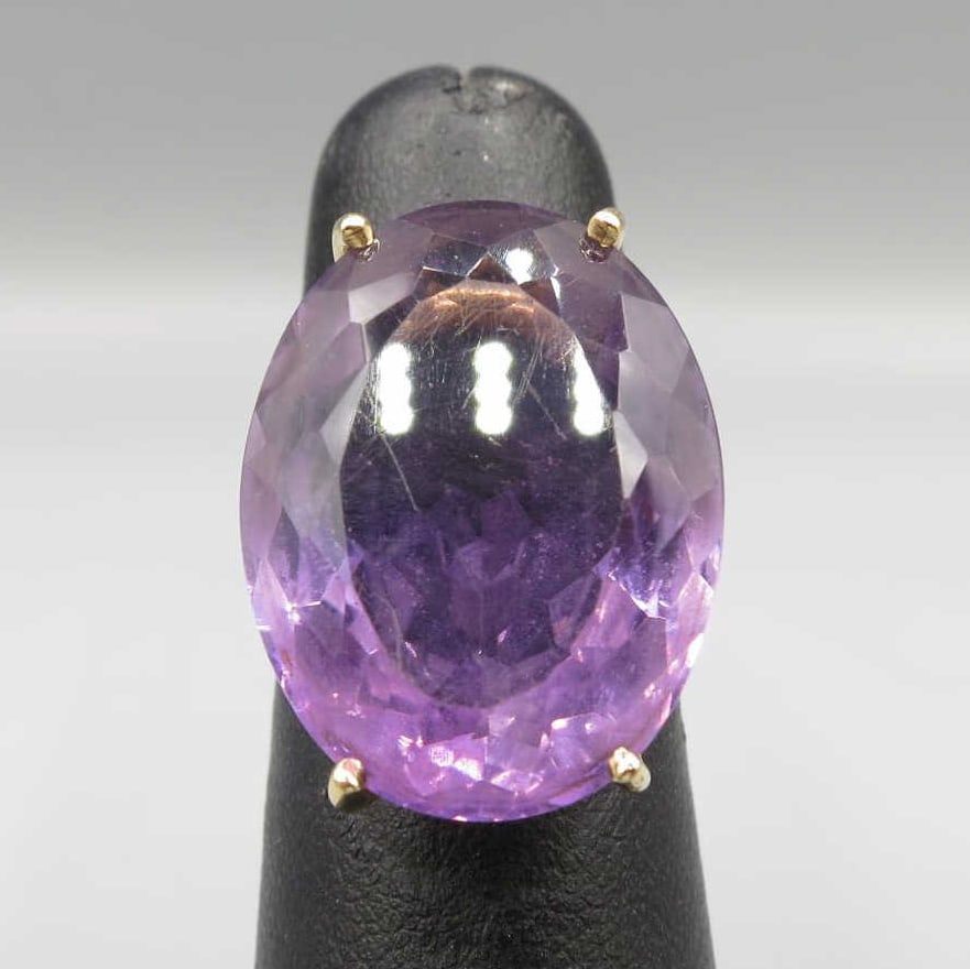 18KT YELLOW GOLD 17.85 CT. AMETHYST SOLITAIRE RING (1 of 6)