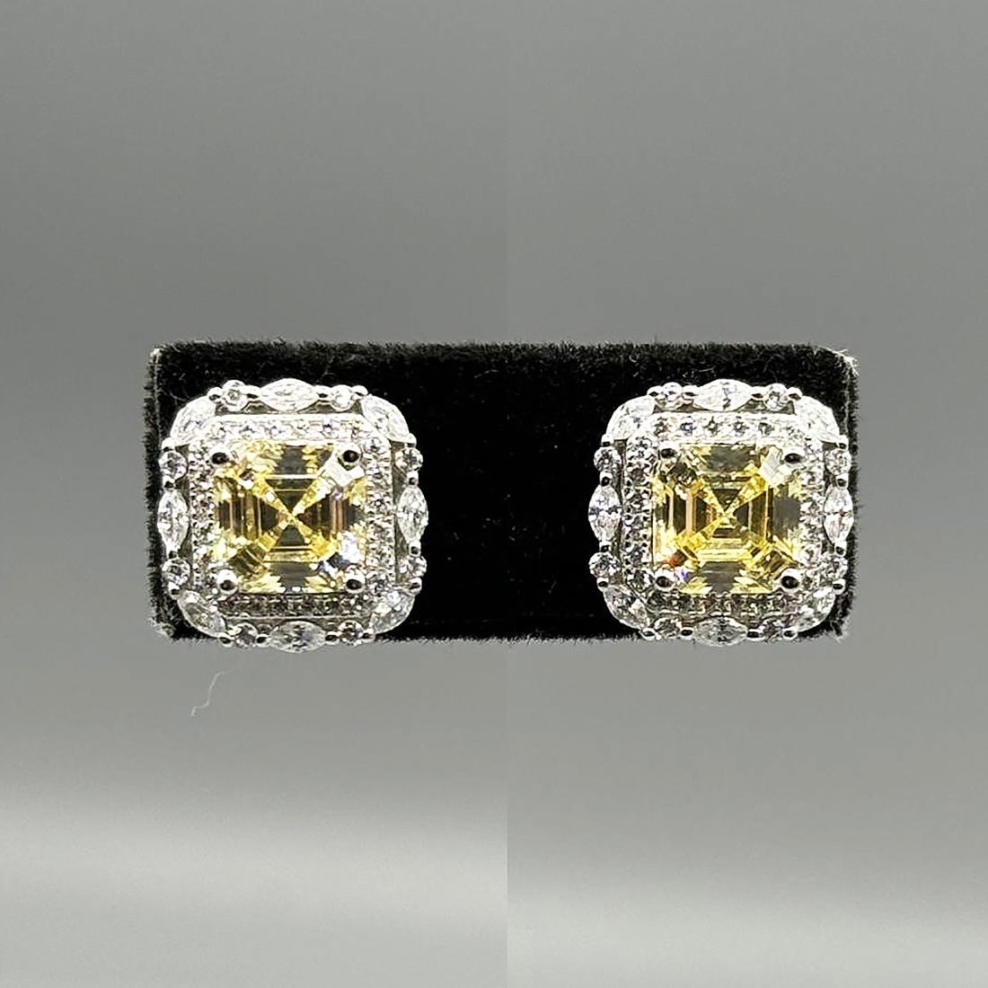 PAIR OF CZ YELLOW & WHITE SAPPHIRE EARRINGS (1 of 4)